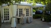 Stationary Awning With Curtains, Greenwich CT