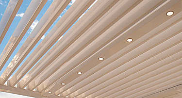 led lights on louvered pergola